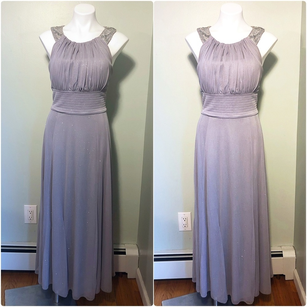 🚫SOLD🚫Cachet Sleeveless Bead Strap Glitter Gown - Picture 3 of 7